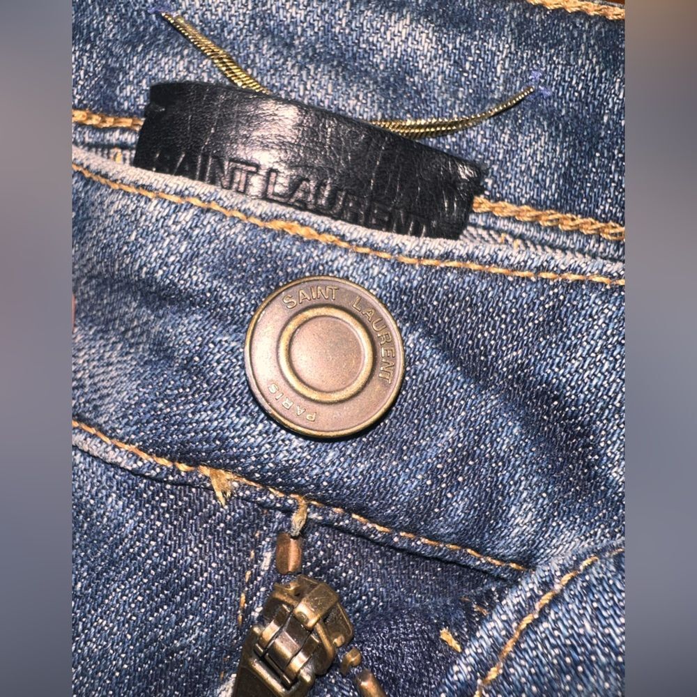 Saint Laurent Paris D05 Skinny Jeans Blue Denim Ankle Zip Italy Women 27 Stretch - Picture 3 of 14